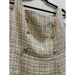 Tweed Mini‎ Dress Sleeveless Pearl Button Detail Career Party Cute Gold Size L Photo 2