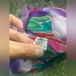 Oscar de la Renta Vintage silk pink purple floral large square head neck scarf Photo 7