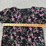 Fortune + Ivy Black Floral V-Neck Blouse Women's Small Short Sleeve Top Photo 6