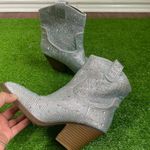 Forever Women’s Size 5.5 Silver Rhinestone Western Ankle‎ Boots Glam Bedazzled Photo 1
