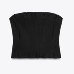 ZARA  NWT black pleated bandeau strapless top Photo 4