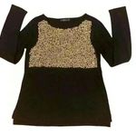 THML  gold sequin pullover black sweater size Medium Exc Con Photo 0
