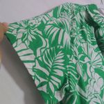 Nicole Miller  Green Tropical Flax Linen Short Sleeve Button Up Boxy Blouse Sz M Photo 2
