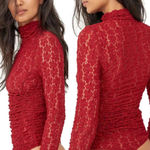 Free People  Day & Night Lace Bodysuit Berry Wine Burgundy NWOT Size Medium Photo 2