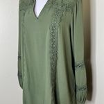 Altar'd State Dress SMALL Olive Green Long Sleeve Sheath Applique Lace V-Neck Photo 1