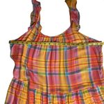 Time and Tru Women's Flutter Sleeve Tiered Plaid Midi Dress Pink Yellow‎ Size L Size L Photo 6