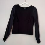 Anthropologie By Structured Corset Boatneck Long Sleeve Blouse Top Black Small Photo 1