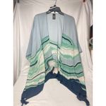 Vince Camuto Wave Stripe Tassel Kimono Cardigan – Blue Green Boho Cover-Up OS Photo 1