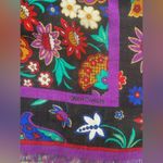 Vintage Caren Charles wool purple floral large square neck head scarf Photo 4