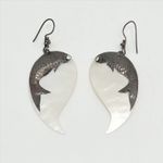 Vintage Silver Tone Fish Dangle Earrings with Iridescent Shell Pierced Photo 0