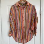 Anthropologie Pilcro Long Sleeve Stripe Button Down Oversized Shirt Blouse Multi Photo 3