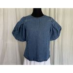 Levi's  Women Small Puff Sleeve Zaida Sculptural Denim Blouse Western Boho Photo 1