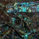 Snoskins Velvet Burnout Ruched Sleeve Top Black/Green Size Medium Black Photo 7