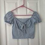 Garage  Baby Blue Babydoll Puff Sleeve Cropped Blouse Top Photo 1