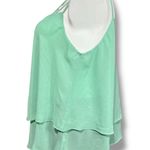 Torrid Womens Tank Top Blouse Strappy Layered Chiffon V Neck Soft Mint Green 2 Photo 3