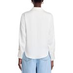 AQUA  Women's White Collared Long‎ Sleeve Top Blouse Career Professional Photo 1