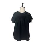 Dokotoo Top Black Chiffon Lace Crochet Button Back Crew Neck Women’s Size XL Photo 11