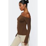Forever 21 Unique Asymmetrical Off The Shoulder Top Brown Size Large Photo 2