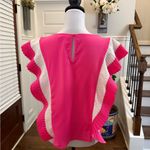 Jealous Tomato  NWOT Pink and White Ruffle Pleated Sleeve Top Photo 1