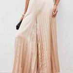 VICI NWT Flying Tomato True Elegance Satin Pleated Belted Wide Leg Pants in light taupe. Size Large Photo 2