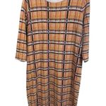 ZARA  Plaid Black Yellow Gold Dress Midi 3/4 Sleeve Size Medium Photo 1