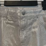 Old Navy NWT  Size 6 Silver Shine Metallic Zip Stretch Denim A Line Mini Skirt Photo 1
