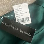 Alfred Sung Open-Back Bow Tie Satin Trumpet Gown Hunter #D780, Size 0 New w/Tag Photo 5