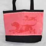 Doggy Beach Bag Black Canvas with Coral Running Dog motif NEW Photo 3