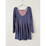 Anthropologie Jacquard A-Line Sweater Knit Mini Dress Navy Orange Size S Photo 3