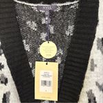 NYDJ NWT Jacquard Long Open Front Cardigan Heather Gray Black Animal Print Photo 7