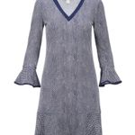 Michael Kors MICHAEL  Graph Mamba Flounce
Dress Small Navy White Bell Sleeve Photo 1