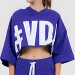 Crop hoodie #VDR VIADELLEROSE, made in Turkey. Purple, OS, 100% cotton White Photo 0