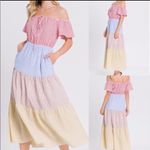 Urban Outfitters Seersucker Midi Dress Pinstripes Color Block Dress M Photo 1