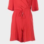 Karen Millen  Wrap Front Romper Playsuit Size 4 Red Short Sleeve Tailored Chic Photo 6