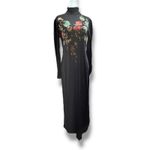 Vintage 90s Carole Little Black Velvet Dark Floral Mock Neck Maxi Dress Romantic Size 4 Photo 7