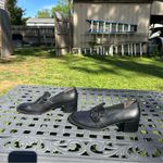 Paul Green Black leather robin heeled loafers size 8 uk or 10.5 US Photo 3