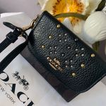 Coach  Black and Brown Wristlet with Gold Accents Photo 1