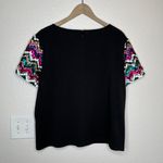 Anthropologie Hutch chevron sequin cap sleeve black blouse size XL Photo 7