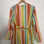 We Are LEONE Contrast Maxi Cardigan Striped Tie Dress Womens Large Medium Silk Pink Photo 9