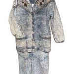 Monique Fashions Acid Wash Denim Jacket & Pants Outfit Blue Size M Photo 0