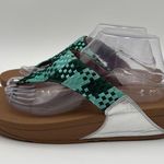 FitFlop Lulu Silky Weave Green Wedge Thong Sandals Women’s size 10 Comfort Photo 1