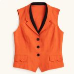 Bold Orange Vintage Sleeveless Vest Black Trim Chic Effortless Statement Top Size M Photo 1