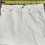 Gap White Denim Mini Skirt Size 27 Raw Hem High Rise Jean Skirt Photo 5