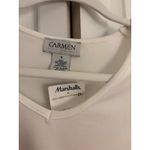 Carmen Marc Valvo Carmen  White V-Neck Lace Sleeve Top Size Small | NWT Photo 2