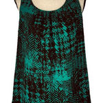 Apt. 9  Large Top Sleeveless Lined Abstract Rear Zip Scoop Neck Pleated Neck Green Photo 0