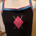 Jack B Quick Y2K Black Knit Sweater Rhinestone Argyle Spaghetti Strap XL Photo 2