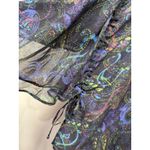 Chico's Top Silk Poncho Kimono Sleeve Multicolor Paisley Beaded Sheer M/L Boho Photo 2
