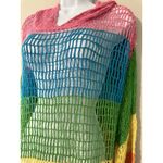 Dolls Kill Current Mood  Sorbet Shortie Crochet Rainbow Hoodie NWOT Size L Photo 1