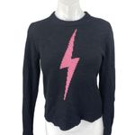 Zadig & Voltaire Delly Women's Black Flash Lightning Long Sleeve Sweater Top S Photo 0