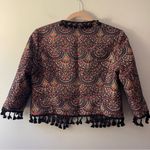 Chelsea and Violet Metallic Jacquard Tassel Fringe Boho Jacket XS | Retail $138 Photo 3